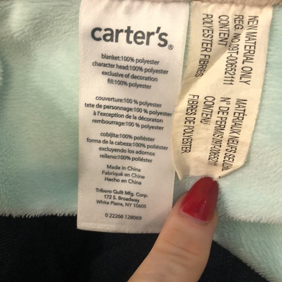 Carter’s Teddy Bear Baby Lovey Security Blanket Mint Green Circles - Picture 6 of 9